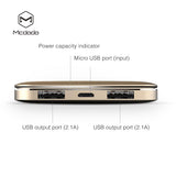 Mcdodo Aluminum Alloy Dual USB Ports 10000mAh Power Bank - Beauty Plaza