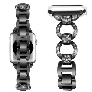 Diamond Rhinestone Bling Bracelet Stainless Steel Compatible Apple Watch Band 38mm - Beauty Plaza