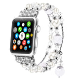 Fashion Elastic Stretch Crystal Pearl Bracelet Replacement Women iWatch Strap Band Compatible Apple Watch Series - Beauty Plaza