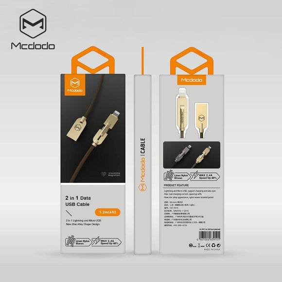 Mcdodo USB AM to Lightning+Micro Cable - Beauty Plaza