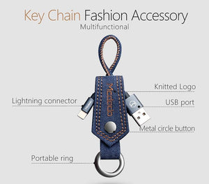 Mcdodo USB AM Denim Data Cable with Key Chain (0.15m)/without Key Chain(1.2m) - Beauty Plaza